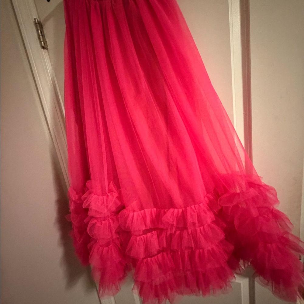 Elegant Pink Ruffled Women's Skirt